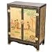 EXP Handmade Furniture - 29" Black & Gold Lacquer Storage Cabinet / End Table Chinese Maiden Motif
