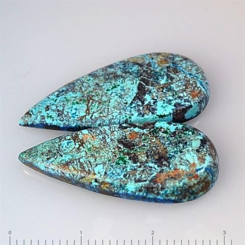 17.5Ct UNIQUE Natural Azurite (28mm X 12mm each) Pair For Earrings