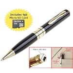 SAVE $80 - Mini DVR Video Pen - Gold-accented Executive Pen w/Micro SD Slot Expandeable to 8gb, Captures High Res Photos and Video w/Sound. Includes 4gb Card $39.99