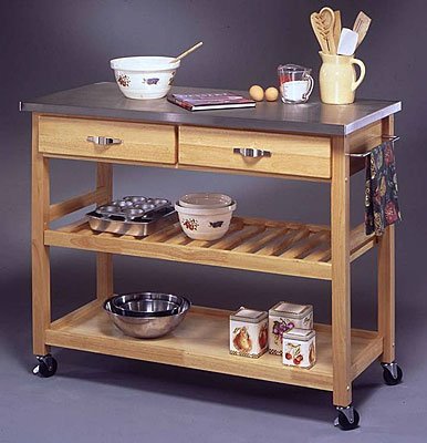 Kitchen: Stainless Steel Top Kitchen Cart