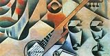ABSTRACT AND CUBISM Banjo (guitar) and glasses by Juan Gris (Medium) Gallery Framed Canvas Art Print Ready To Hang NEW