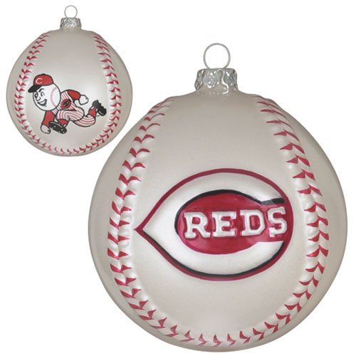Pack of 2 MLB Cincinnati Reds Glass Baseball Christmas Ornaments