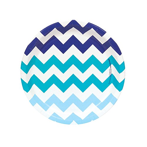 Chevron Blue Dessert Plates (8)