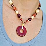 Mommy Necklaces Locked Donuts 20 Beaded Nursing Necklace with Dainty Baby Reusable Bag Bundle (Earth)