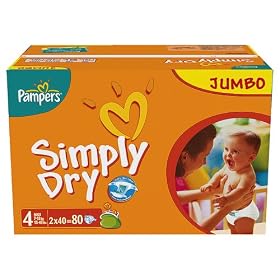 Pampers - 81268026 - Simply Dry Couches - Taille 4 Maxi - Jumbopack 2 X 40 Couches - lot de 2 (160 couches)