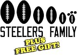 10.5" x 4.5" Steelers Football Family Vinyl Sticker Decal [Die-cut, White] + with Free Football Pencil