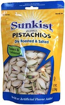 Dry Roasted &amp; Salted Pistachios Snack, Sunkist, Ready to Eat, Net. Wt. 5.3 Oz.