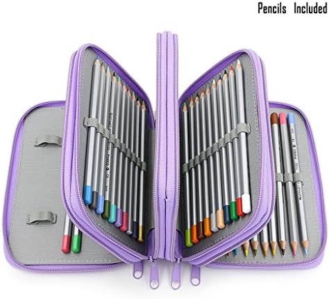NiceGirl® 72-color Professional Art Drawing Pencils / Colored Pencils for Artist Sketch, Set of 72 Assorted Colors With Multi-layer Pencil Cases/Holders Purple