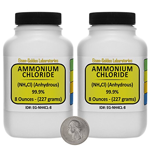 Ammonium Chloride [NH4Cl] 99.9% ACS Grade Powder 1 Lb in Two Space-Saver Bottles USA