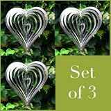 from Gardens2You Set Of Three Heart Shaped Steel Windspinners For The Garden