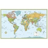 (Price/EA)Deluxe World Wall Laminated Map, 50x32