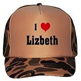 I Love/Heart Lizbeth Adult Brown Camo Mesh Back Hat / Baseball Cap