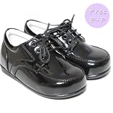 LG New Boys Patent Black Lace Up Wedding Christening Pageboy Smart Shoe's Infant Size 1-6