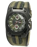 DFactory Men's DFU005WBB Red Label Green Dial Leather Chronograph Watch