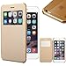 iPhone 6 Case, Pasonomi® [Smart Window View] Apple iPhone 6 Folio Wallet Case - Slim Flip Leather Case For Apple iPhone 6 4.7 Inch Smartphone (Golden)
