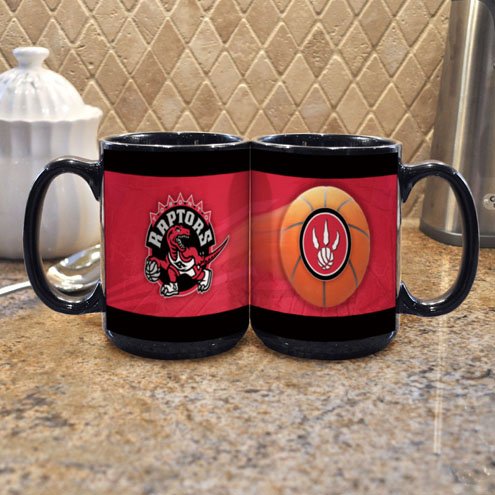 NBA Toronto Raptors 15-Ounce Black Sportsball Mug (2 Pack)