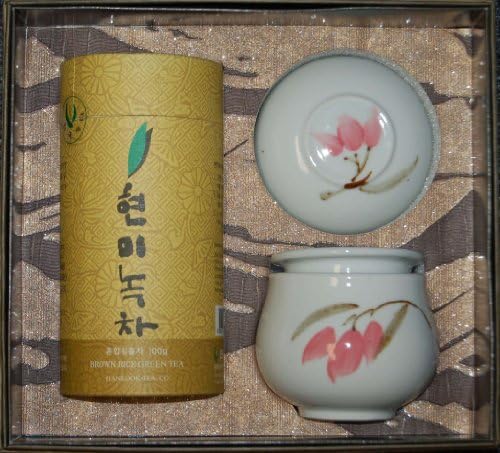 Hankook Tea Brown Rice Green Tea (100g) + Cherry Mug w/ Infuser (1) Gift Set
