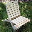 White Cypress Wood Folding Outdoor Chair with Beverage Cup Holder
