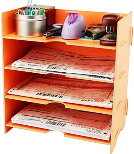 FBF Desk File Letter Trays File Desk File Storage Cabinet Box A5 Size Notebook Organizer Collection Rack (Orange)