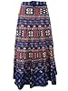Wrap Skirt- Elephants Printed Blue Wrap Around Long Skirts Boho Dress