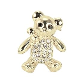 Teddy Bear Gold-Tone Diamante Brooch Pin