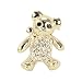 Teddy Bear Gold-Tone Diamante Brooch Pin