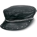 Carroll Leather 134 Black Greek Cap with Chain and Studs