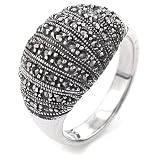 Sterling Silver Marcasite Dome Ring