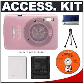 Snug-It Tight Fit Camera Skin (Pink) with Spare NB-4L Battery + Cameta Bonus Accessory Kit for... by Delkin
