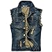 Najia Symbol Men's Slim Fit Retro Cow Light Blue Denim Vest 167