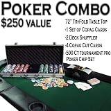 Texas Hold 'Em Poker Combo Pack w/ 72 Tri-Fold Table Top - All-in-one Kit