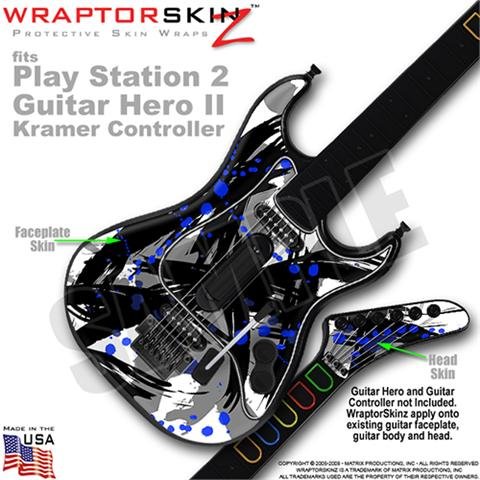 Abstract 02 Blue Skin by WraptorSkinz TM fits PS2 Guitar Hero II ( 2 ) Kramer Guitar Controllers (GUITAR NOT INCLUDED)