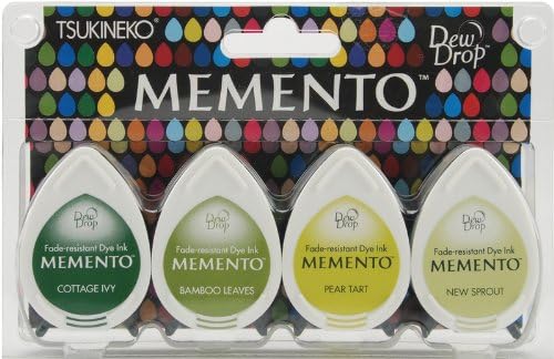 Memento Dew Drop Dye Inkpads 4/Pkg-Greenhouse