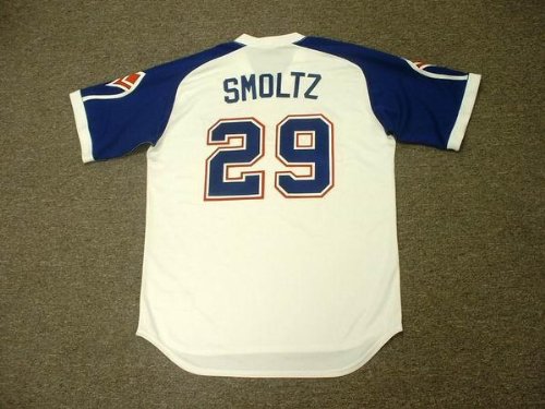 JOHN SMOLTZ Atlanta Braves 1970's Majestic Cooperstown Throwback Home Baseball Jersey, LARGE
