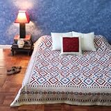 Navajo Rhythms~ Red White Blue Southwestern Print King Bedspread