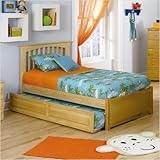 Brooklyn Platform Bed with Flat Panel Footboard and Trundle in Natural Maple Size: Full