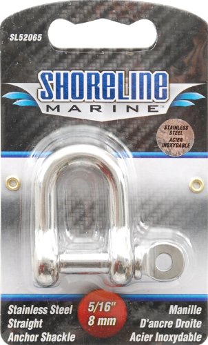 Shoreline Marine Stainlesss Steel Shackle Straight, 5/16-Inch (316)