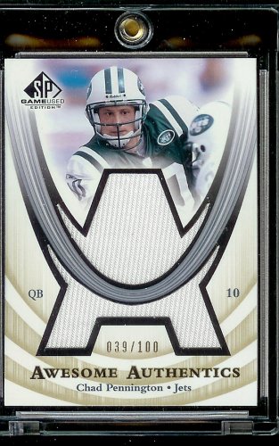 2004 SP Game-Used Chad Pennington Awesome Authentics Jersey 39/100 New York Jets Football Card - Mint Condition - Shipped In Protective Display Case