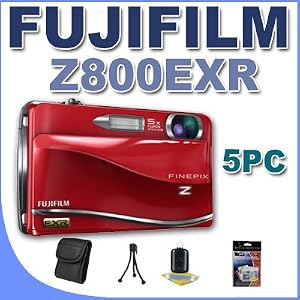 Fujifilm FinePix Z800EXR Digital Point and Shoot Camera (Red) BigVALUEInc 5PC Saver Bundle!