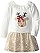 Bonnie Jean Girls Christmas Red Nose Reindeer Sequin Dress, Gold, 2T - 6X