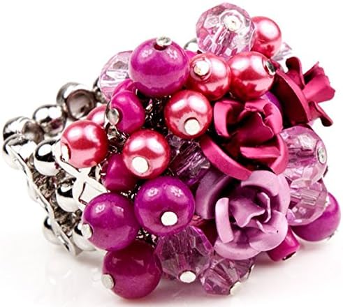 Flowers and Beads Statement Ring: Fuchsia - AtStyle247
