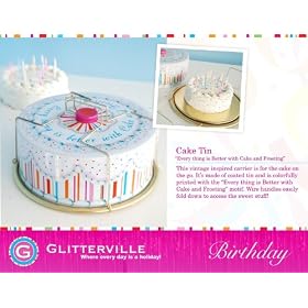 Glitterville Decorative Vintage Style Party Cake Carrier Tin