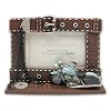 Bollo Regalo Leather Finish Photo Frame w/Lt Blue Motorcycle 6x4" C069123-2