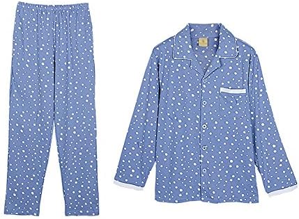 Hotpajama Cotton Family Matching Pajamas for Couples Long Sleeve Womens & Mens Sleepwear XX-Large Men Blue