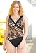 Longitude® Big Cat Plus Size Surplice - Women's Swimwear Plus Size Swimsuits - Black - Size:18W