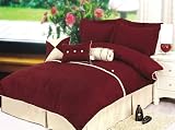 Review KingLinen  / 5Pcs Twin Burgundy Oxford Micro Suede Duvet Set