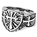 INBLUE Men's Stainless Steel Ring Silver Tone Black Celtic Medieval Cross Shield