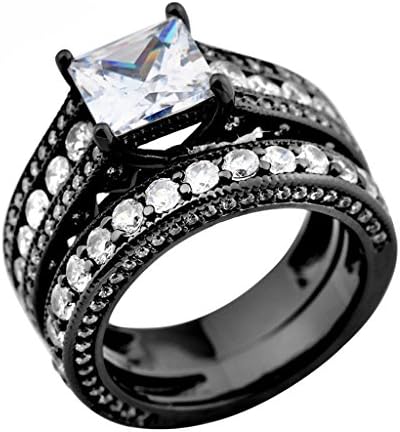 Luxussay White Sapphire Antique Women Retro Black Gold Filled Wedding Rings