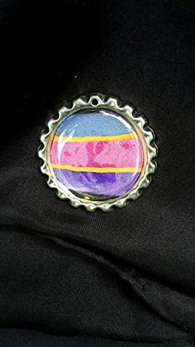 Silk Jewelry, 1" hand painted, scarf clip,striped design, brooch pendant, magnetic, gift box