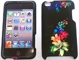 Black Colorful Flowers Hard Snap On Case Cover Faceplate Protector for Apple iPod Touch 4 4th Generation + Free Texi Gift Box